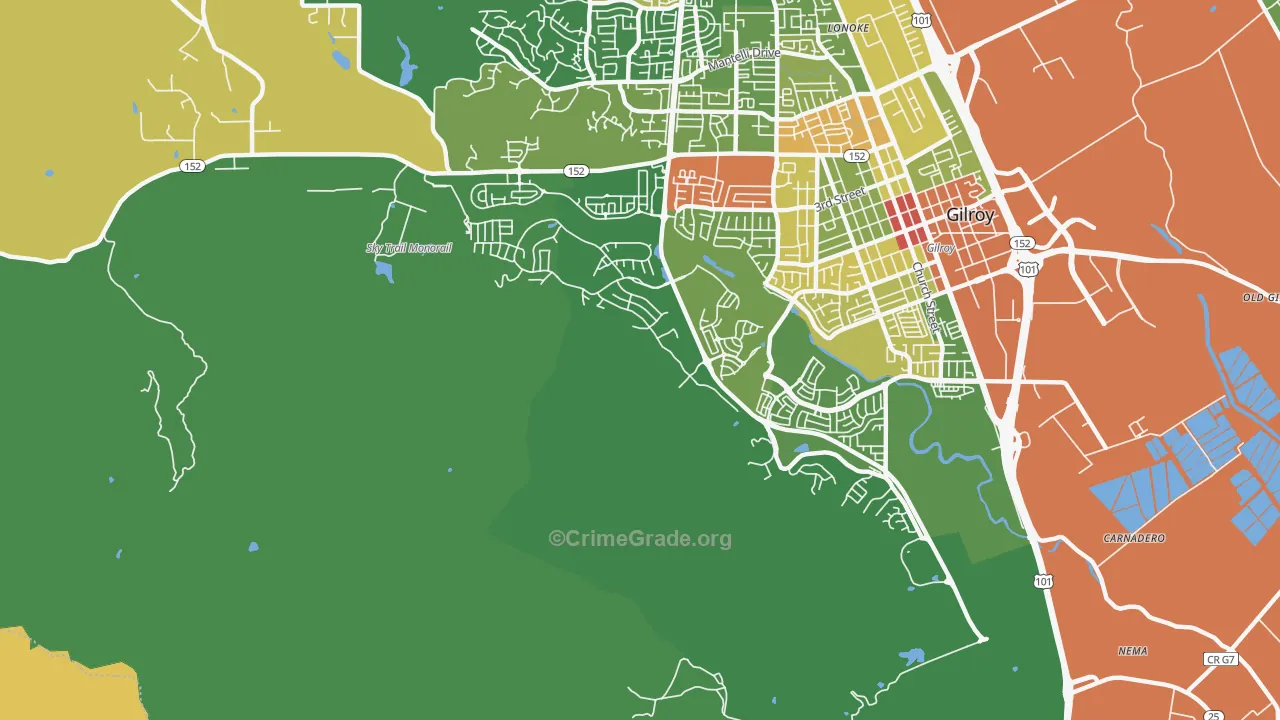 Lonoke, CA Map of Assault Rates