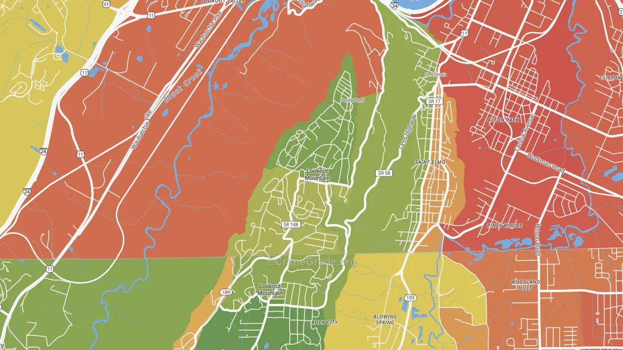 Lookout Mountain, TN Map of Assault Rates