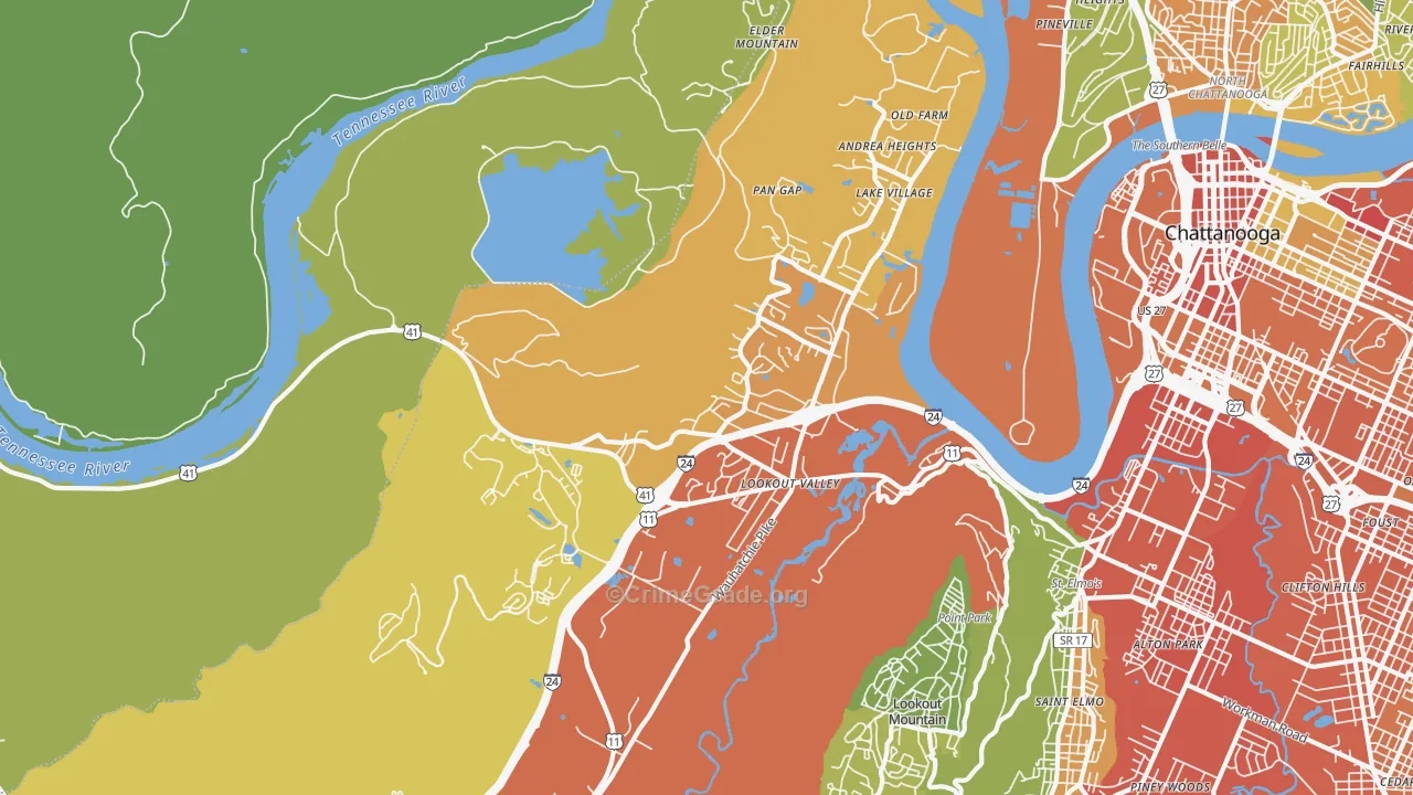 Lookout Valley, Chattanooga, TN Map of Assault Rates