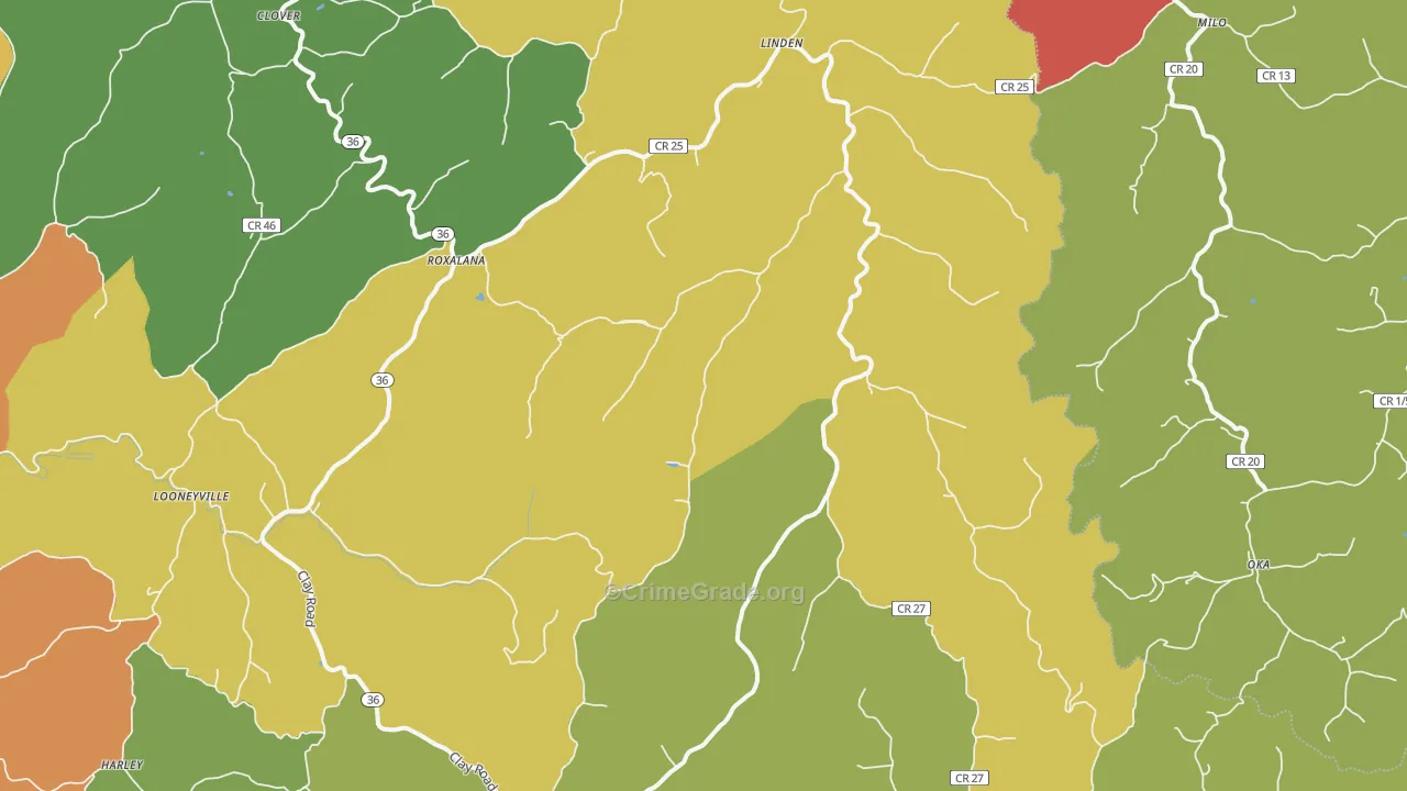 Looneyville, WV Map of Assault Rates
