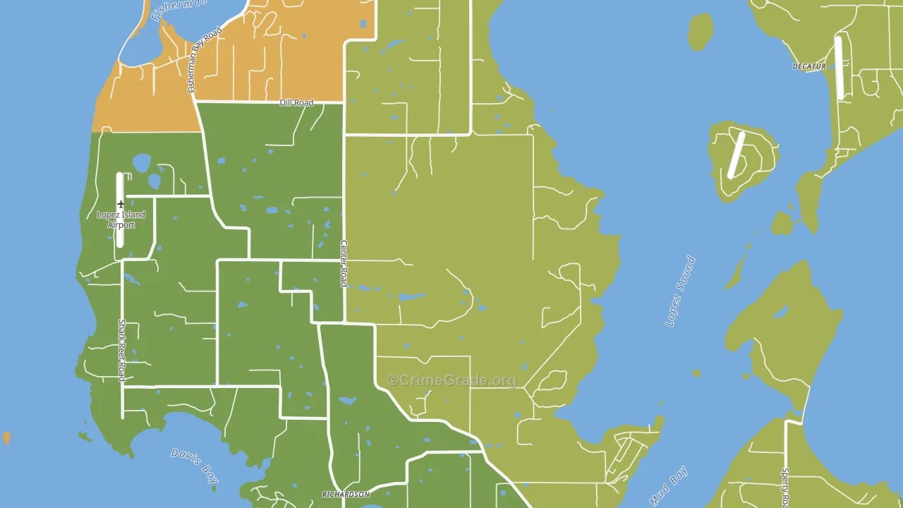 Lopez Island, WA Map of Assault Rates