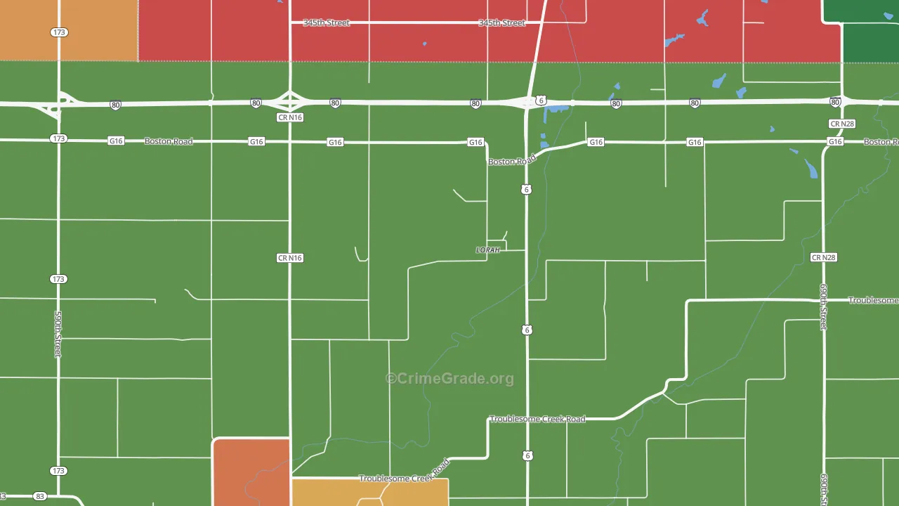 Lorah, IA Map of Assault Rates