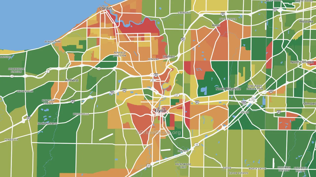 Lorain County, OH Map of Assault Rates