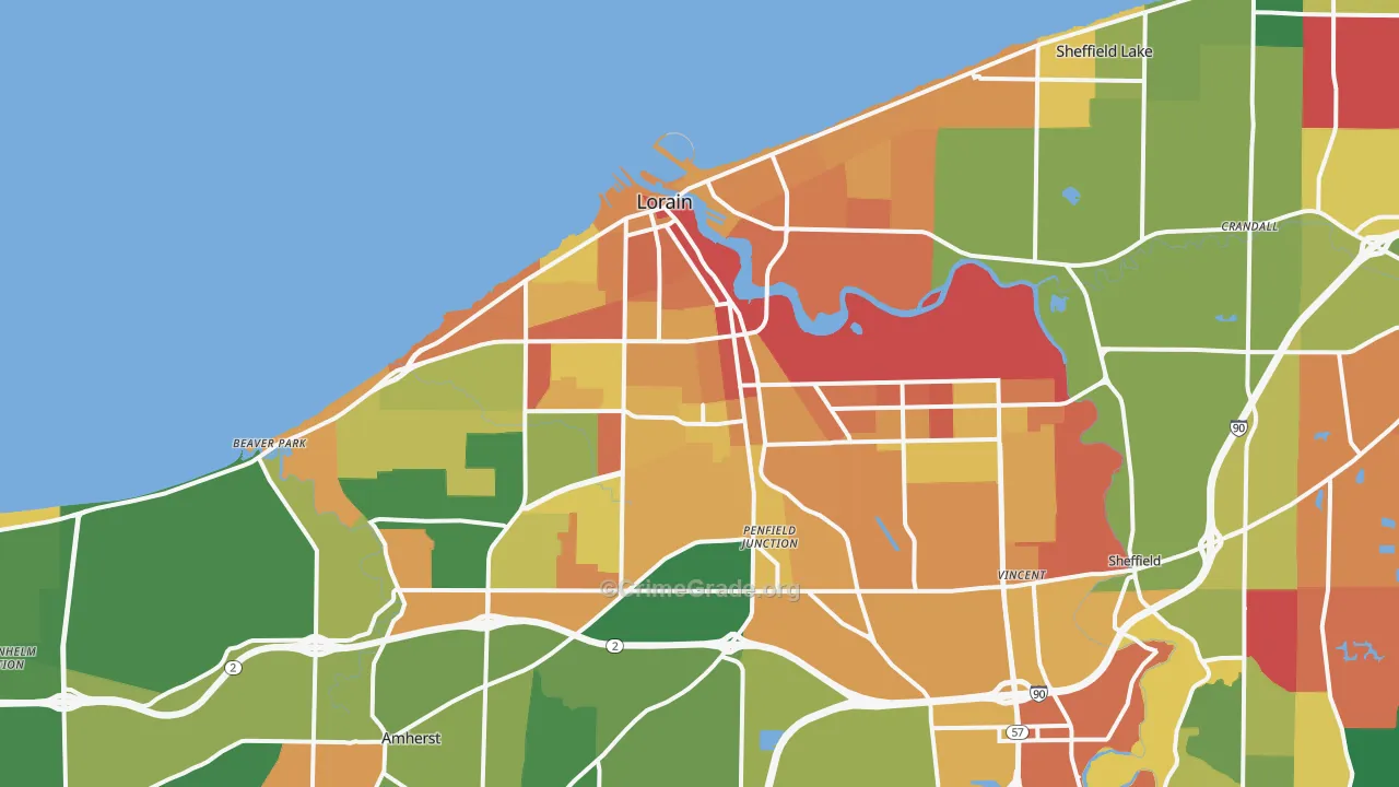 Lorain, OH Map of Assault Rates