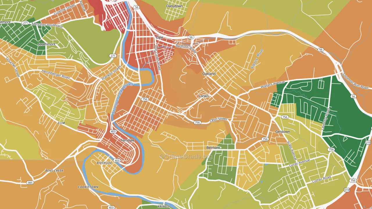 Lorain, PA Map of Assault Rates