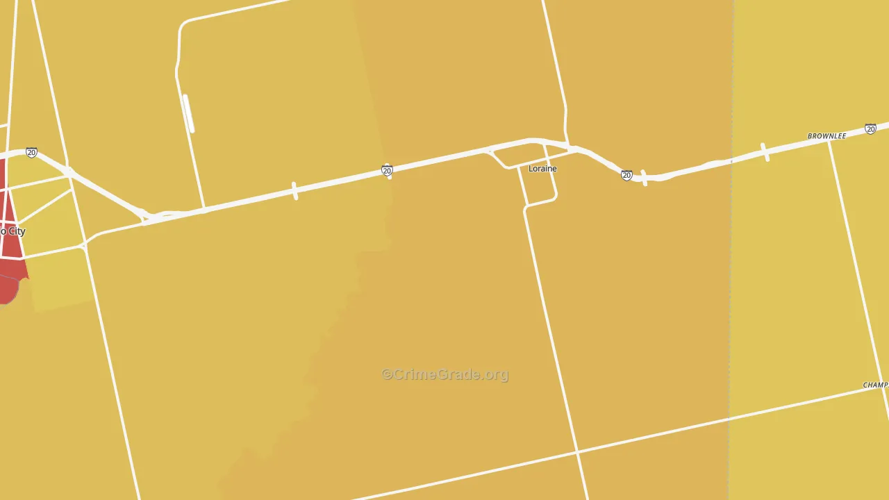 Loraine, TX Map of Assault Rates