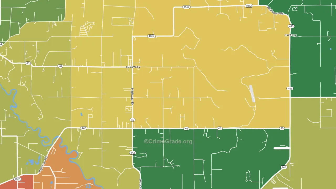 Loranger, LA Map of Assault Rates