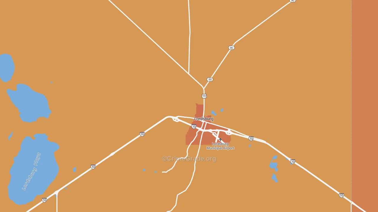 Lordsburg, NM Map of Assault Rates