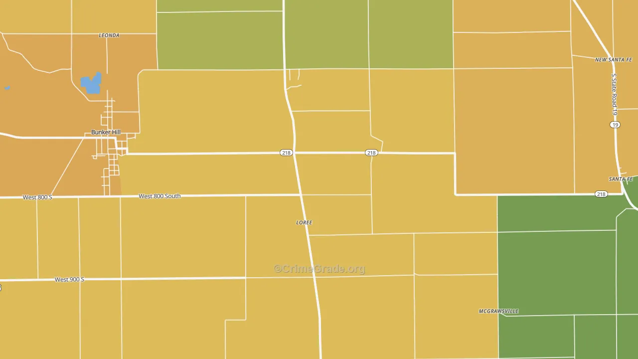 Loree, IN Map of Assault Rates