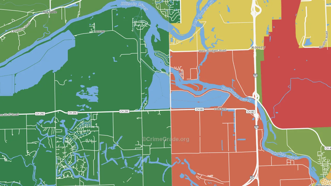 Lorenzo, IL Map of Assault Rates