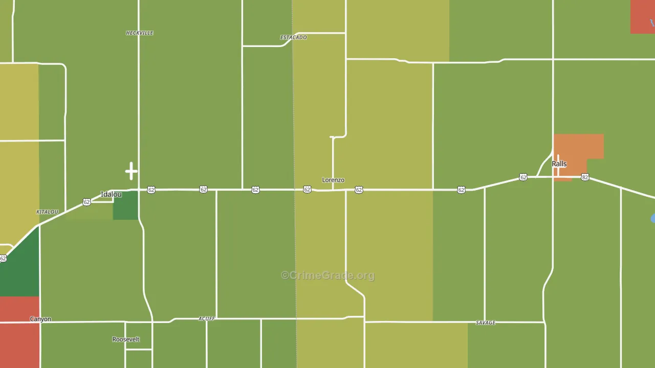 Lorenzo, TX Map of Assault Rates