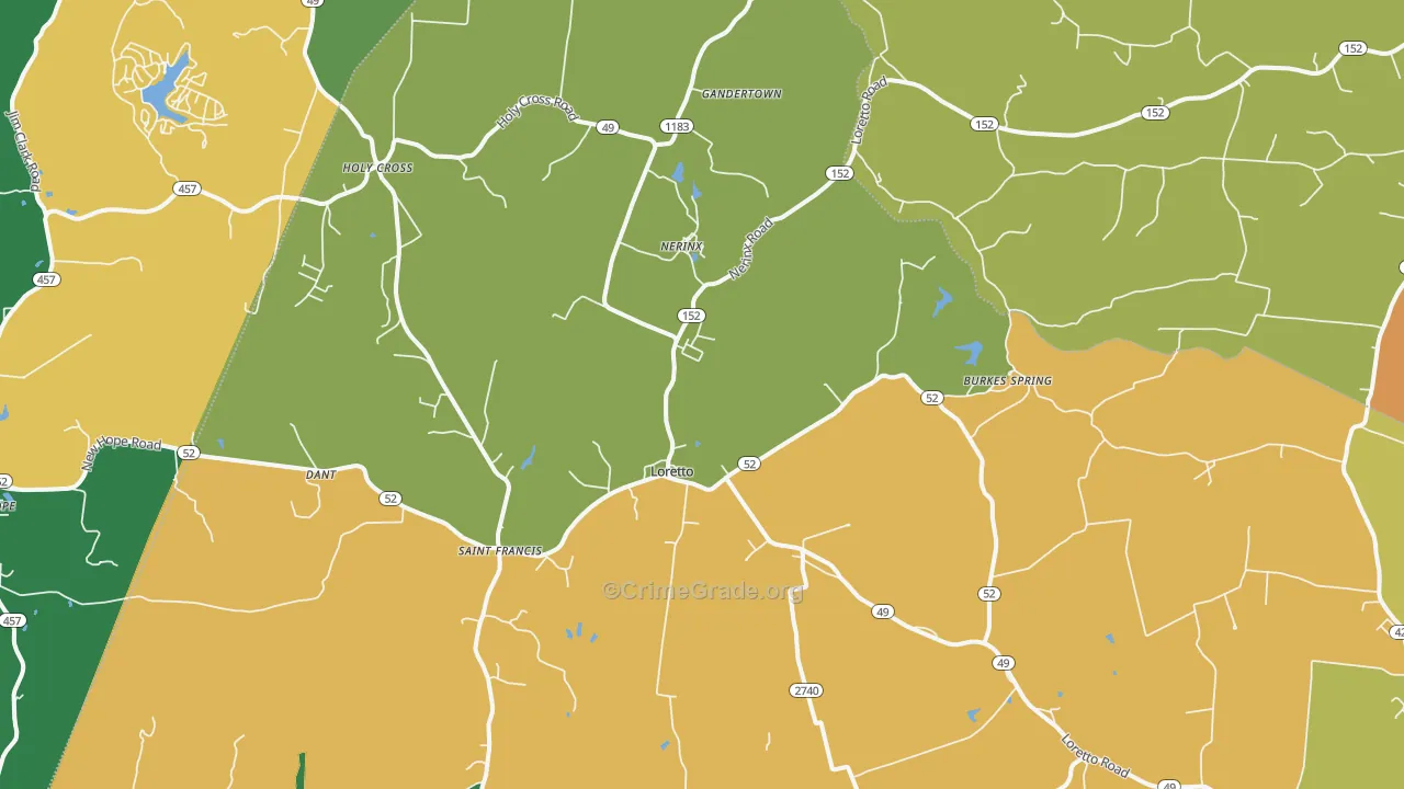 Loretto, KY Map of Assault Rates