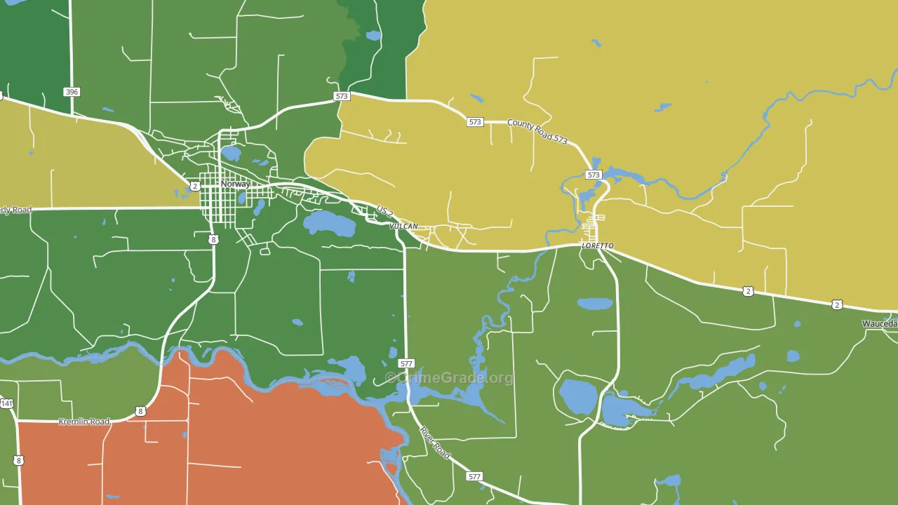 Loretto, MI Map of Assault Rates