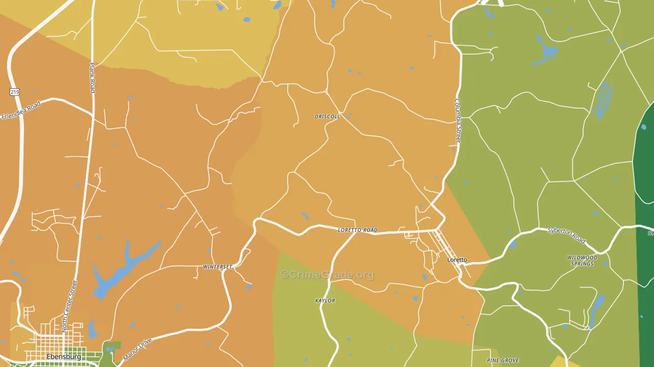 Loretto Road, PA Map of Assault Rates