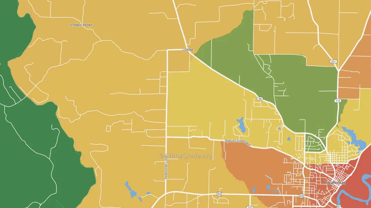 Lorine, AR Map of Assault Rates