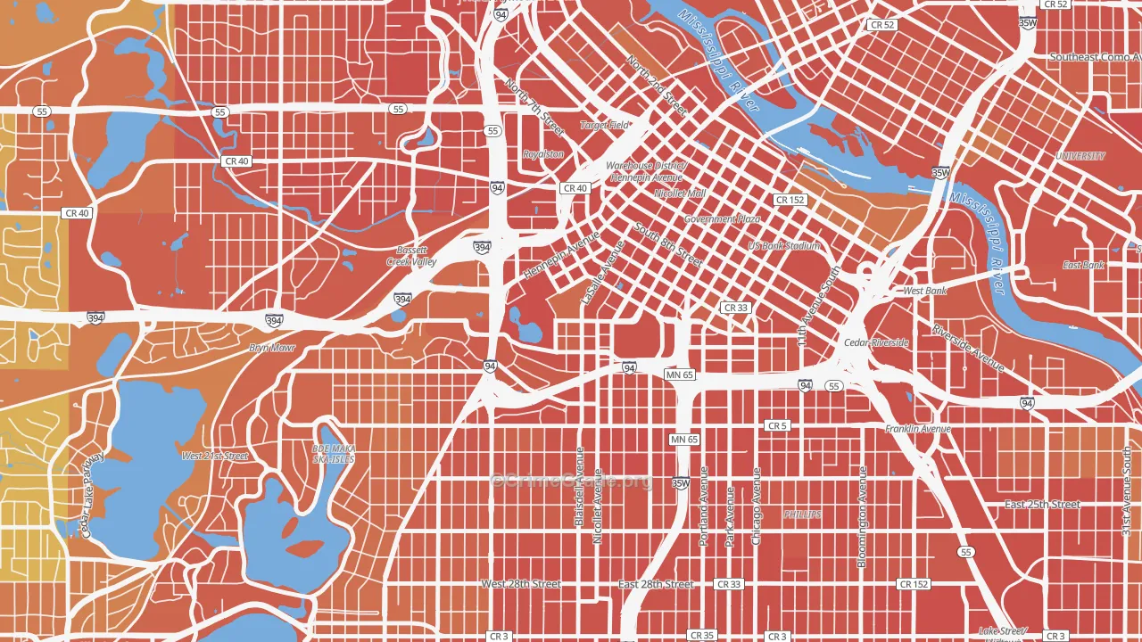 Loring Park, Minneapolis, MN Map of Assault Rates