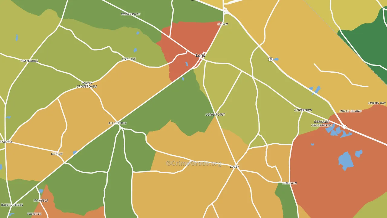 Loris, SC Map of Assault Rates