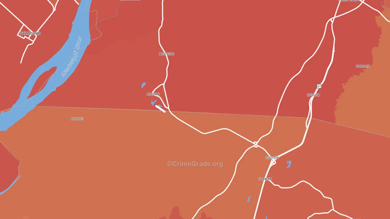 Lorman, MS Map of Assault Rates