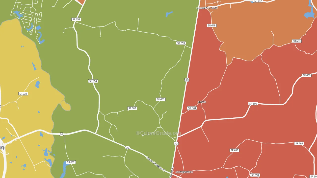 Lorne, VA Map of Assault Rates