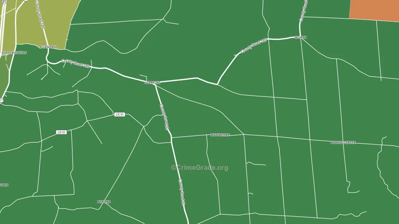 Lorraine, NY Map of Assault Rates