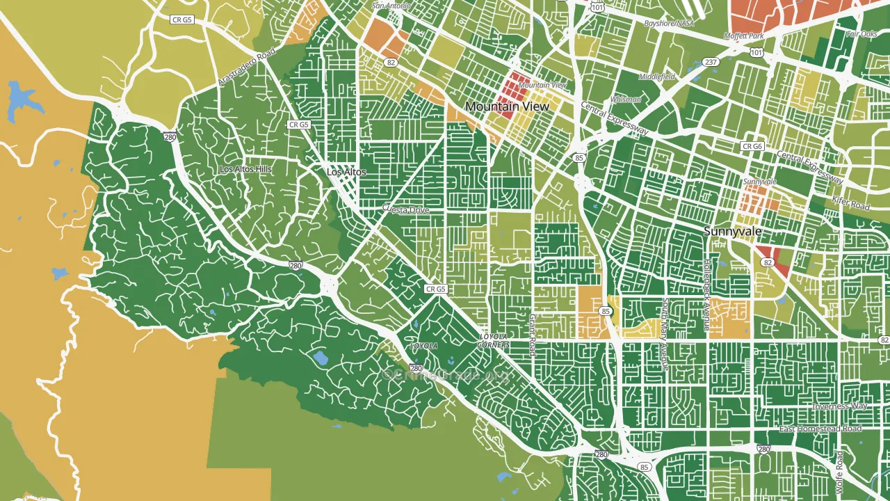 Los Altos, CA Map of Assault Rates