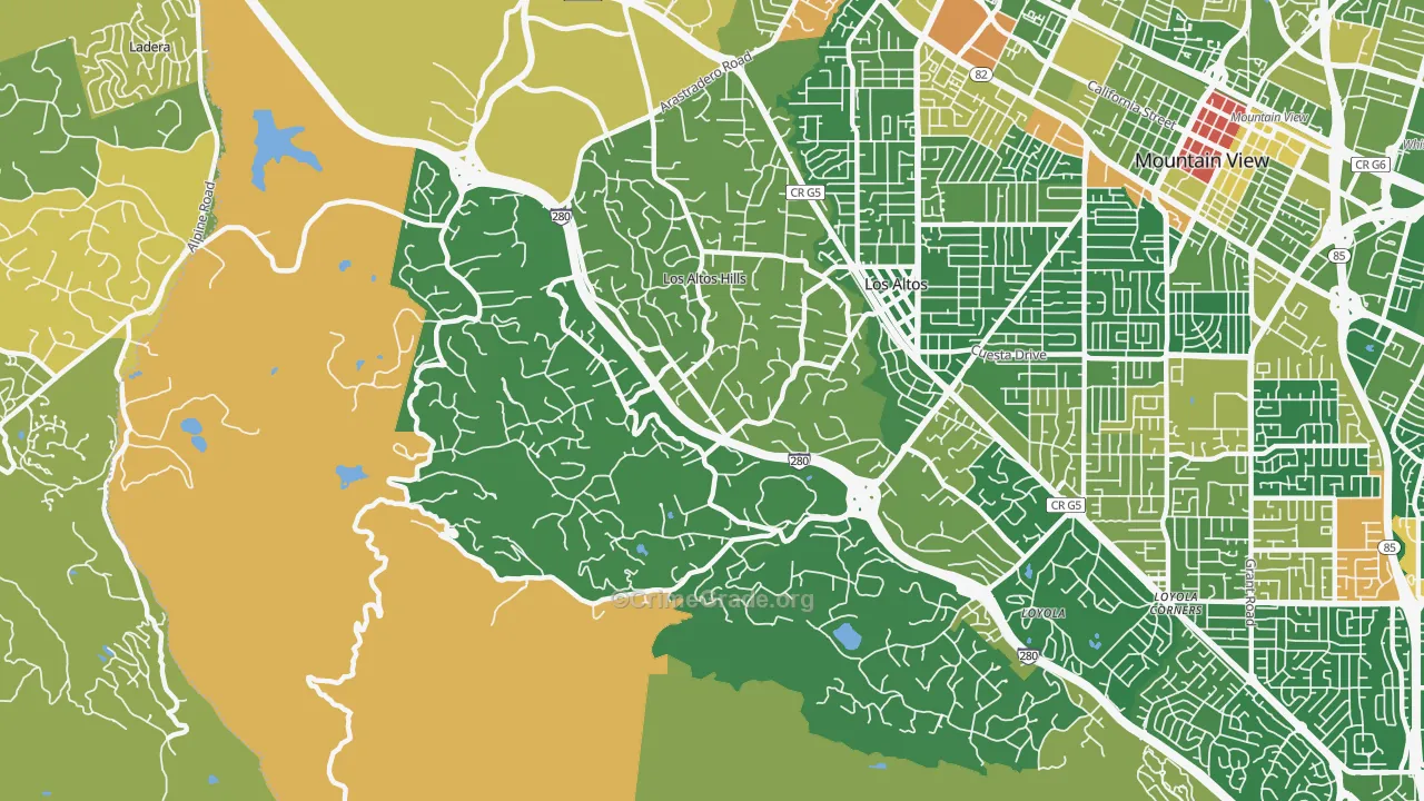 Los Altos Hills, CA Map of Assault Rates