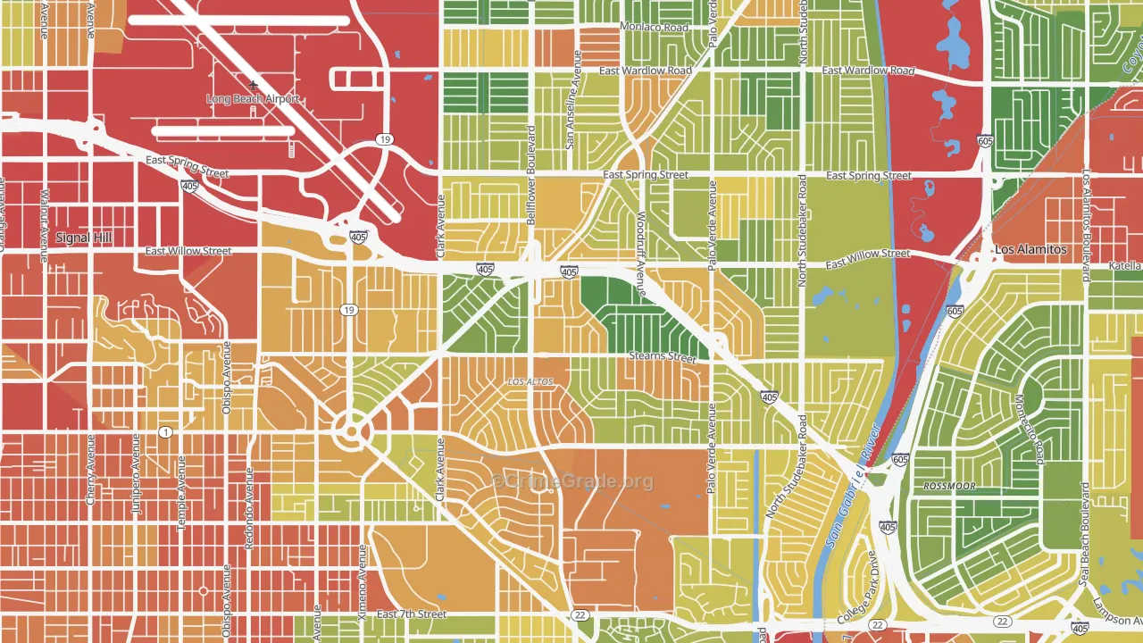 Los Altos, Long Beach, CA Map of Assault Rates