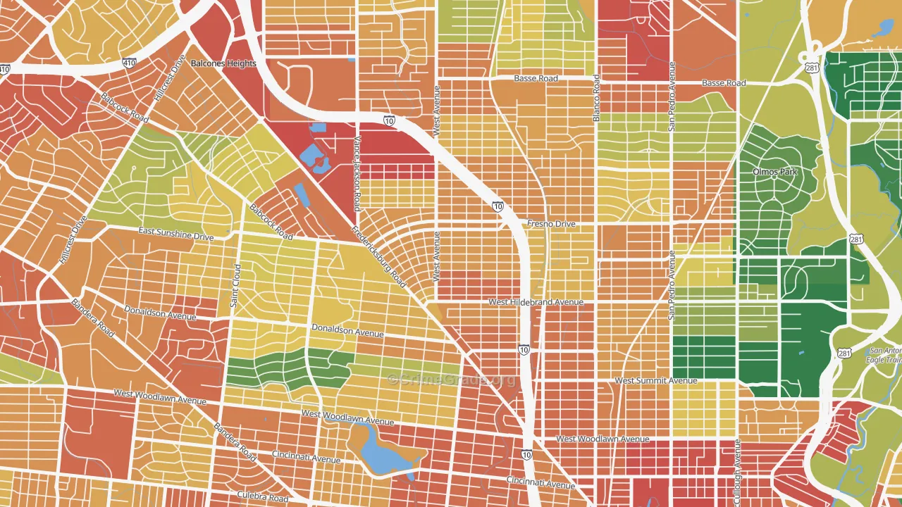 Los Angeles Heights-Keystone, San Antonio, TX Map of Assault Rates