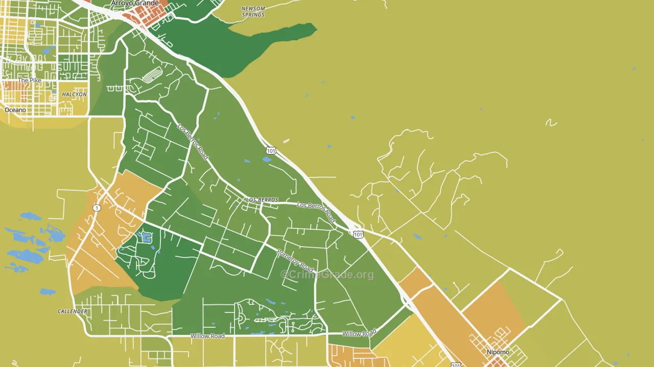 Los Berros, CA Map of Assault Rates