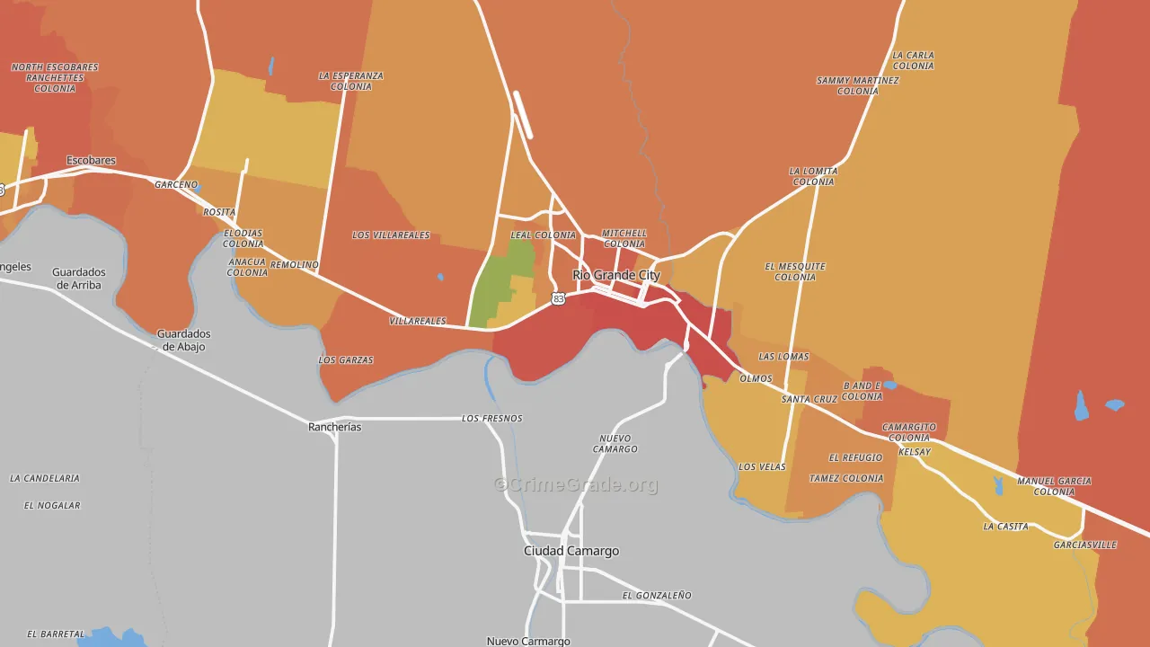 Los Ebanos, TX Map of Assault Rates