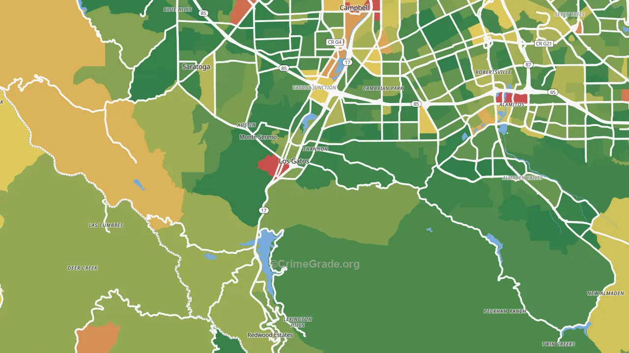 Los Gatos, CA Map of Assault Rates