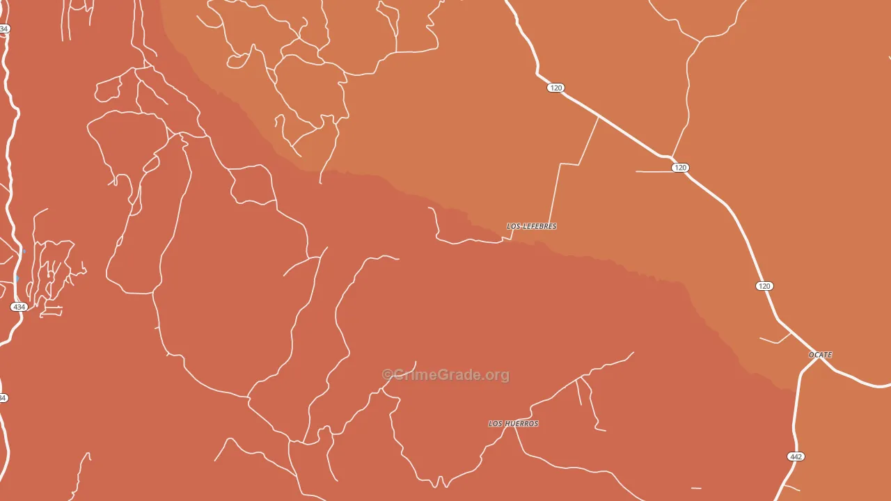 Los Hueros, NM Map of Assault Rates