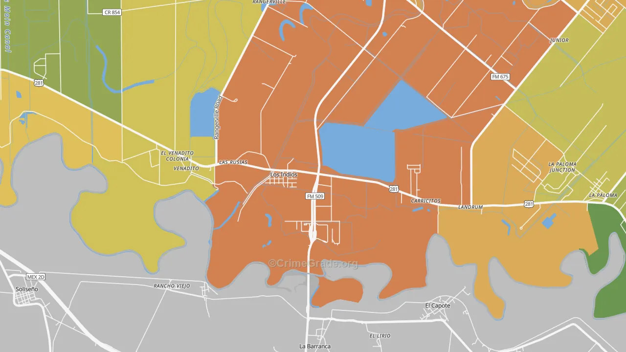 Los Indios, TX Map of Assault Rates