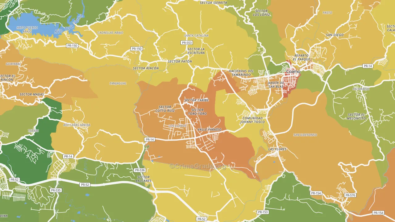 Los Llanos, PR Map of Assault Rates