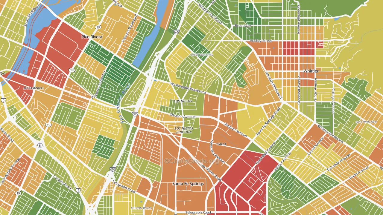 Los Neitos, West Whittier-Los Nietos, CA Map of Assault Rates