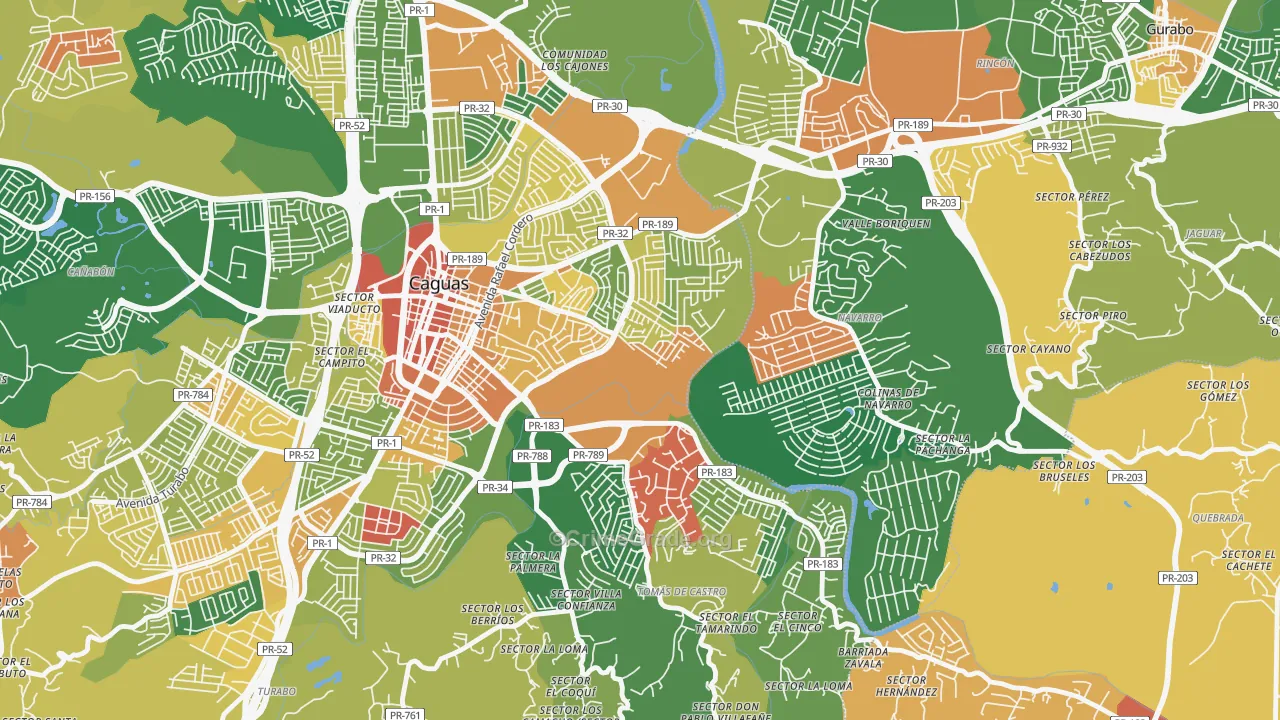 Los Prados, PR Map of Assault Rates