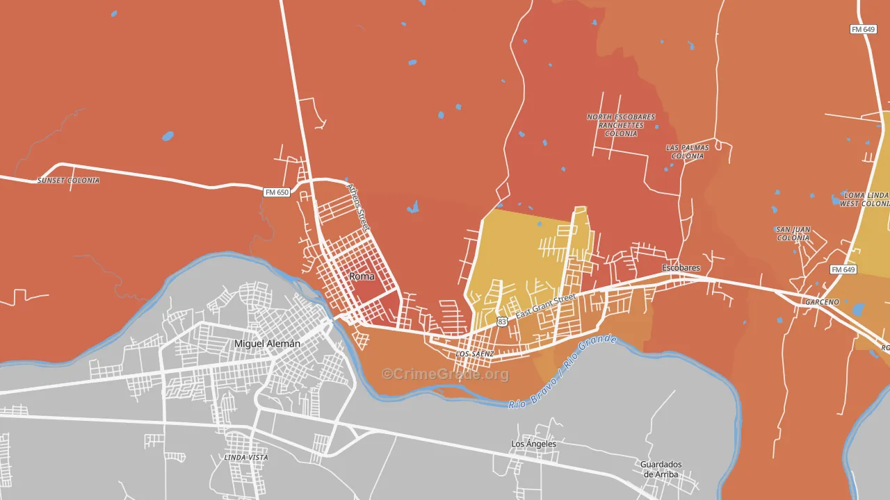 Los Saenz, TX Map of Assault Rates