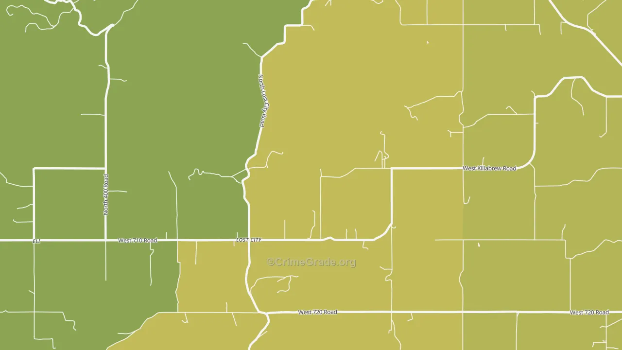 Lost City, OK Map of Assault Rates