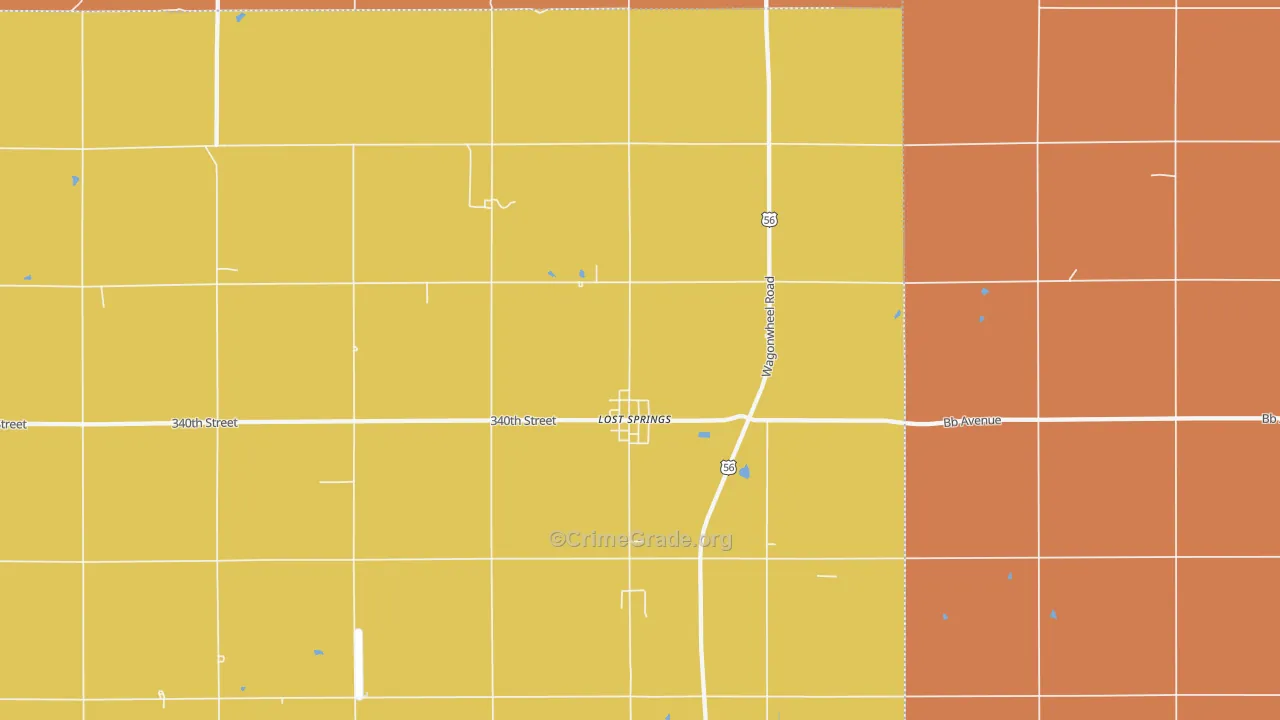 Lost Springs, KS Map of Assault Rates