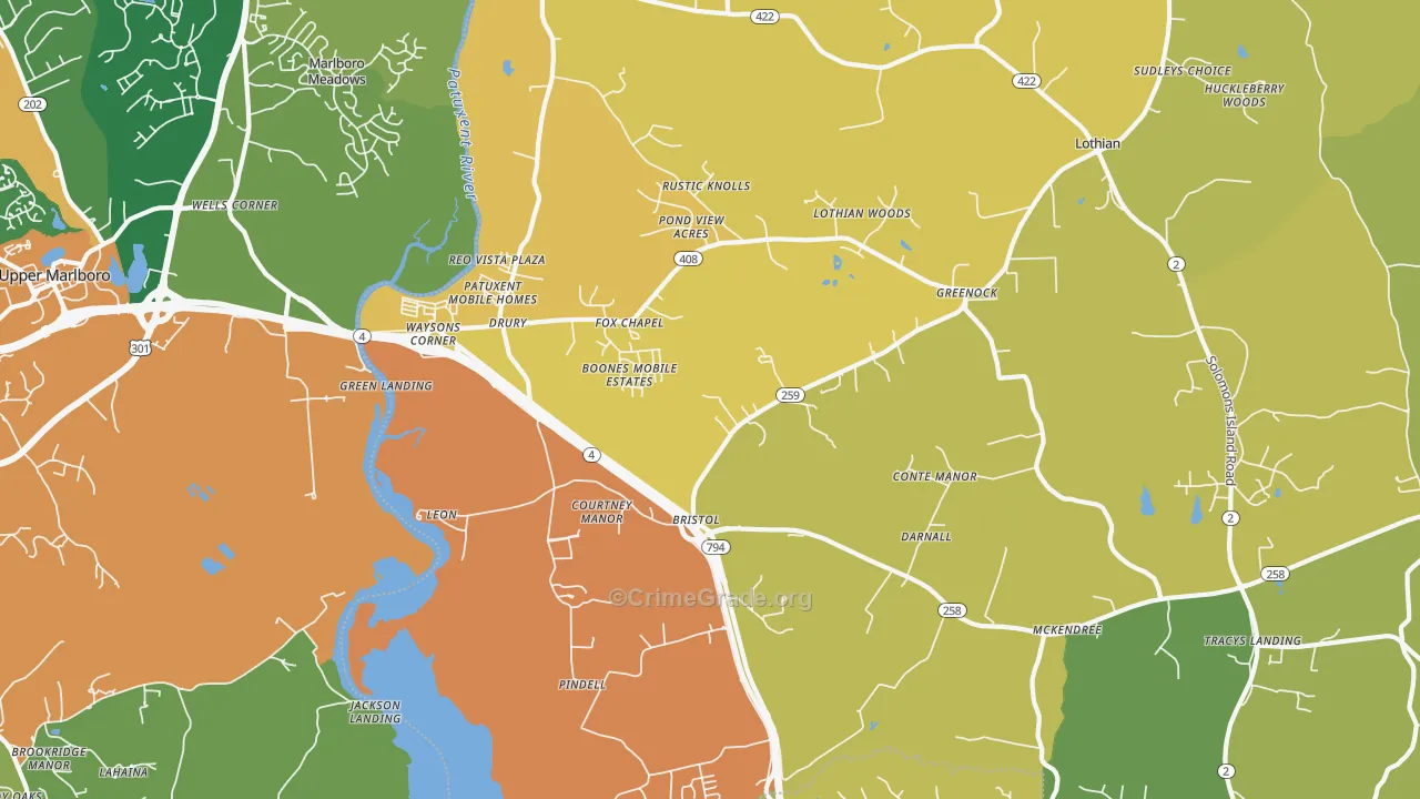 Lothian, MD Map of Assault Rates