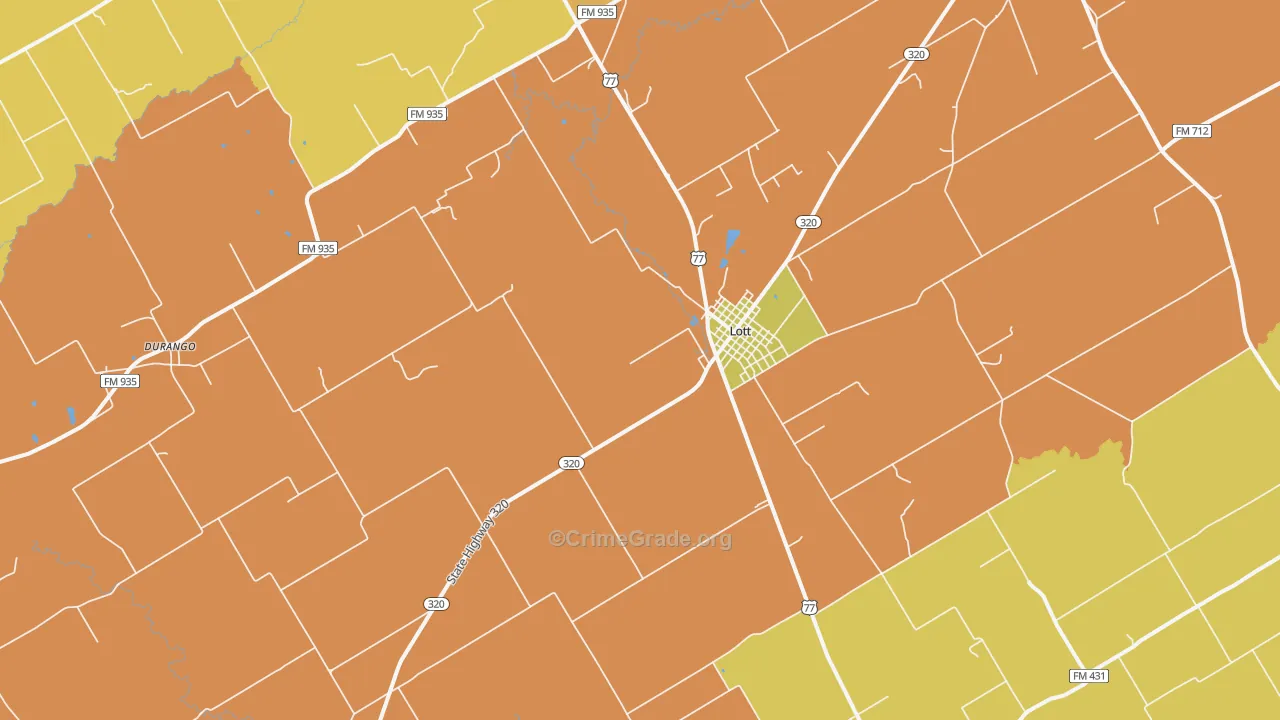 Lott, TX Map of Assault Rates