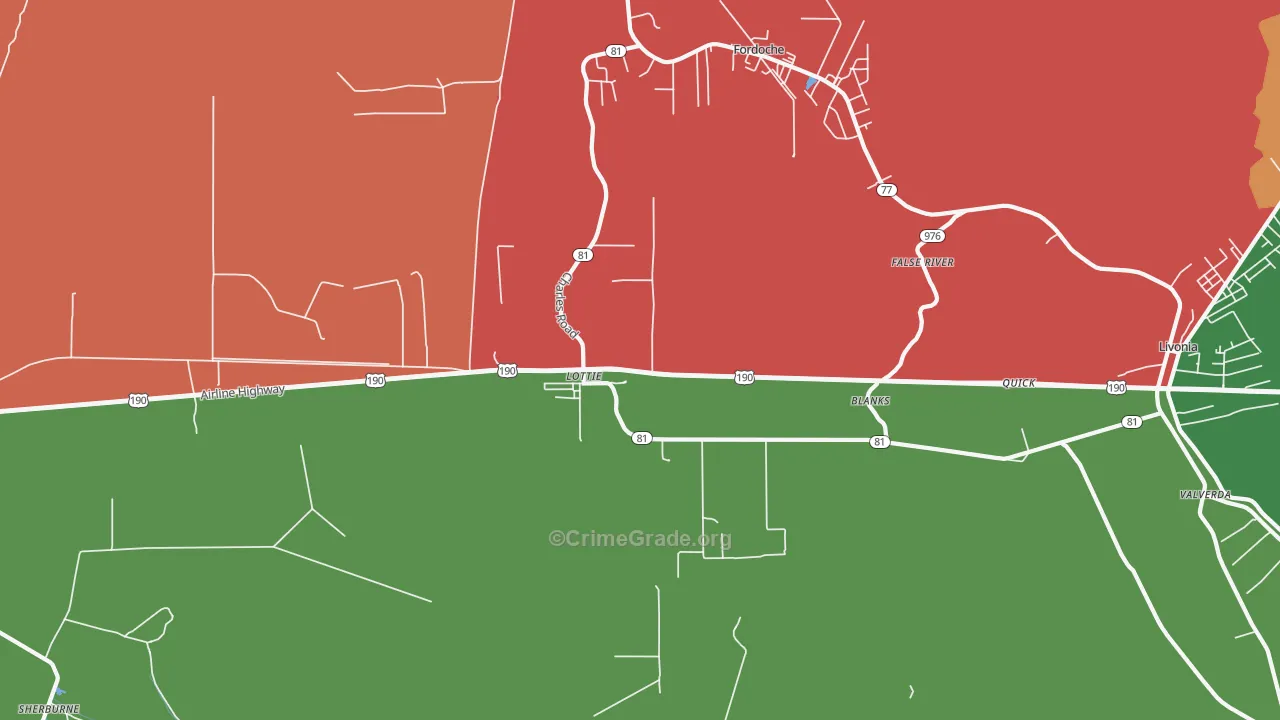Lottie, LA Map of Assault Rates