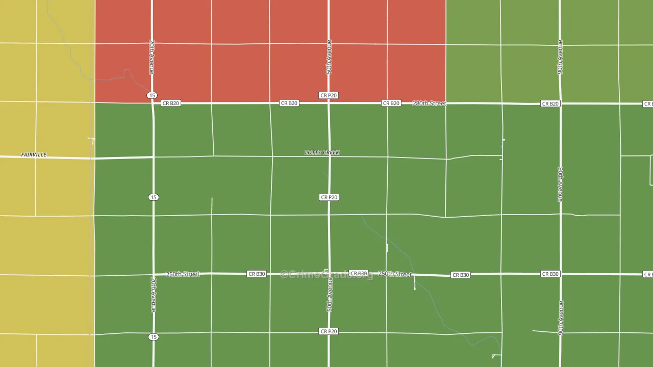 Lotts Creek, IA Map of Assault Rates