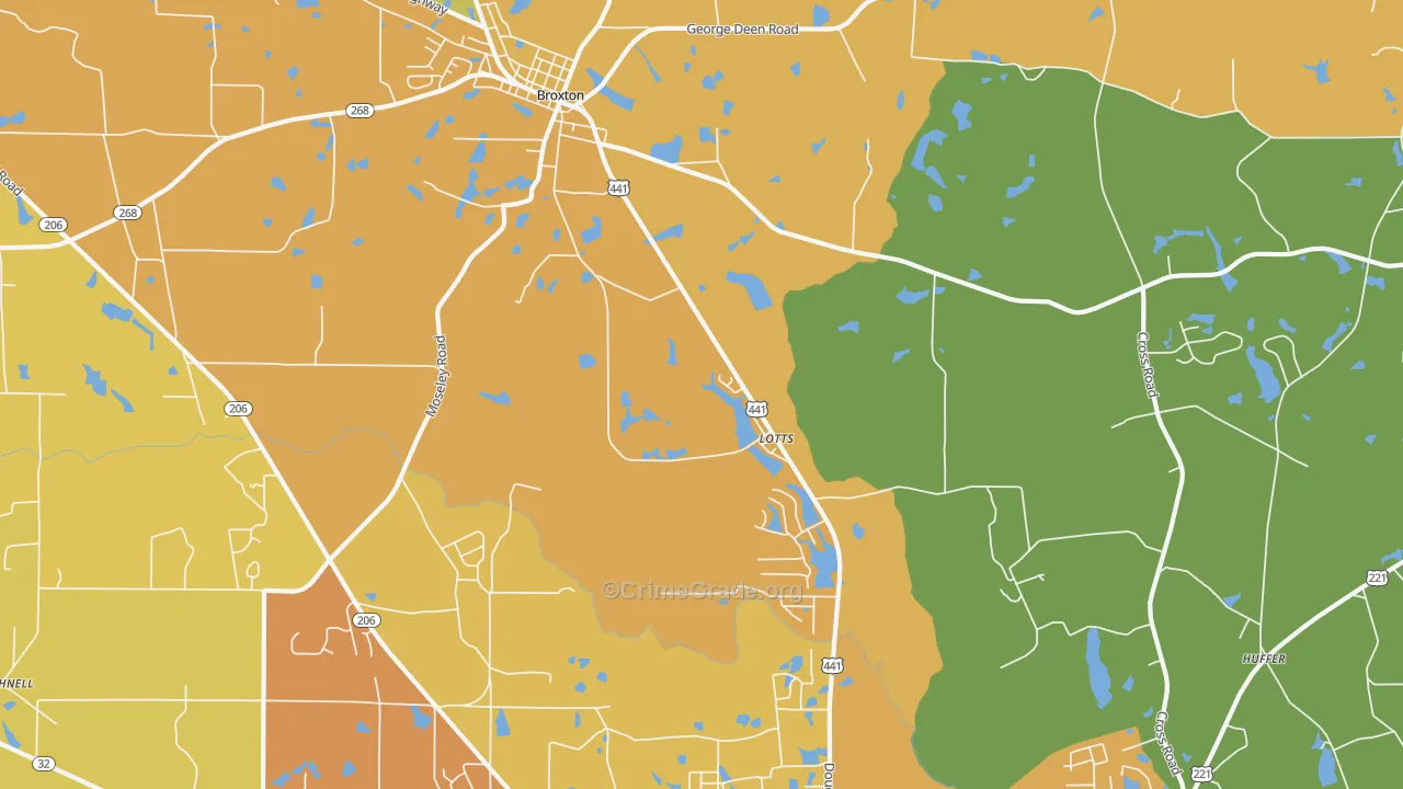 Lotts, GA Map of Assault Rates