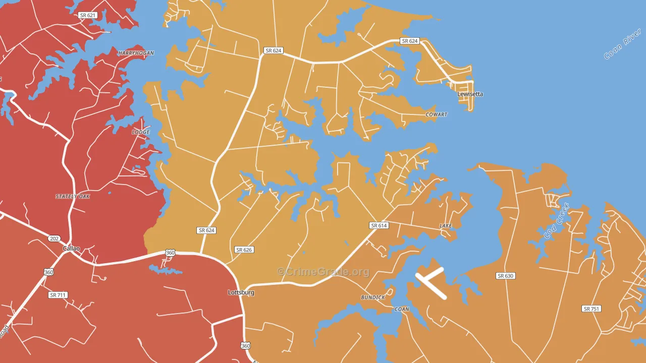 Lottsburg, VA Map of Assault Rates