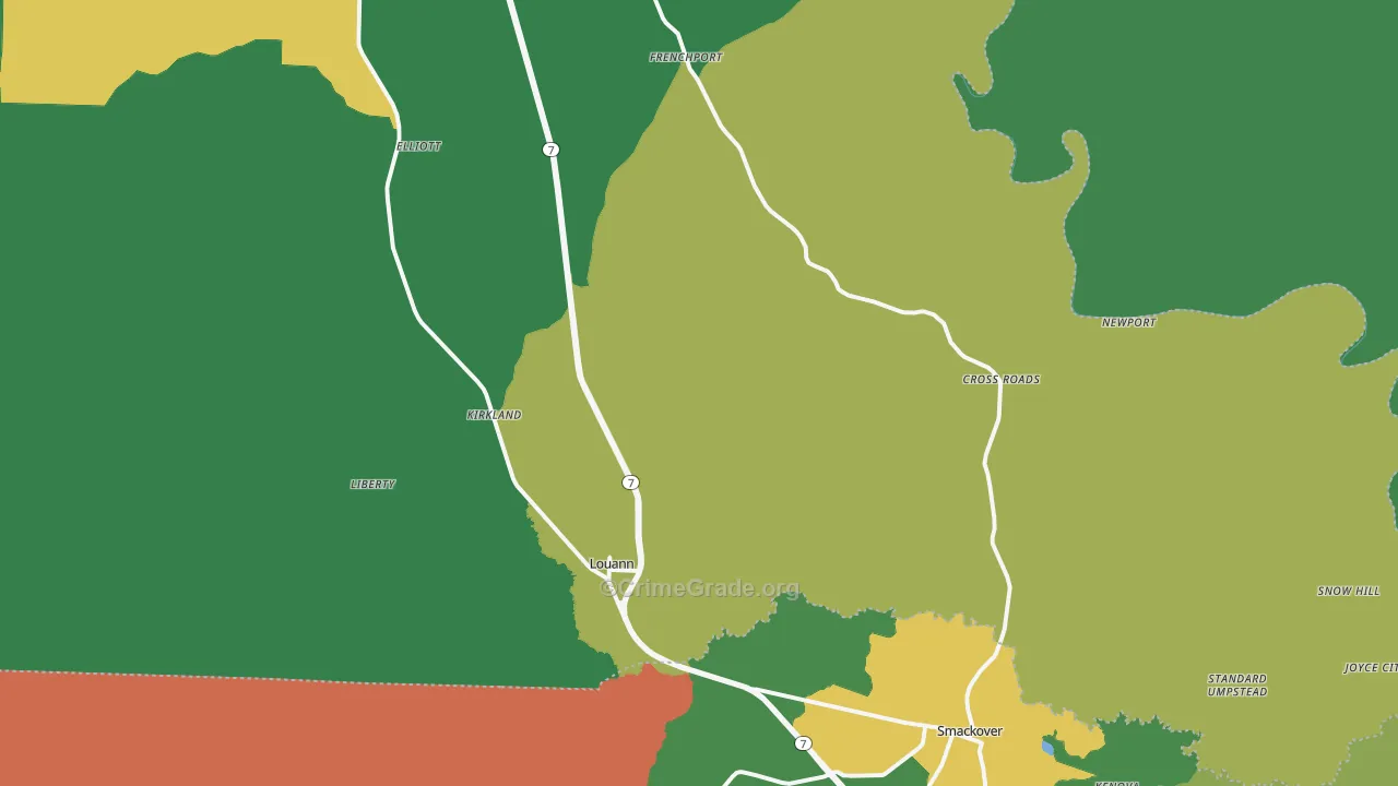 Louann, AR Map of Assault Rates