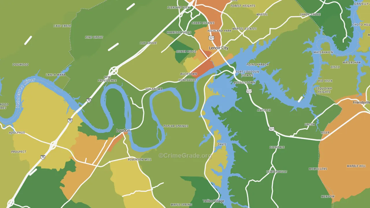 Loudon County, TN Map of Assault Rates