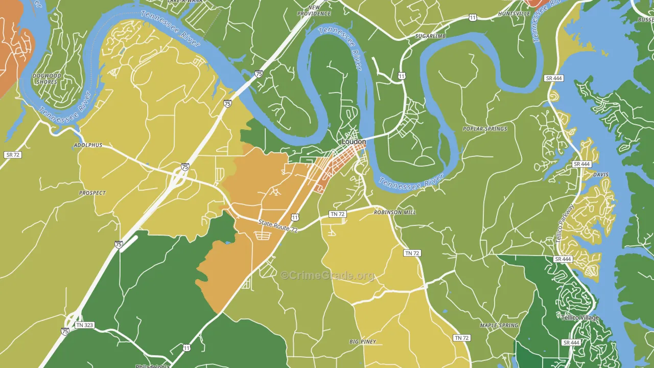 Loudon, TN Map of Assault Rates