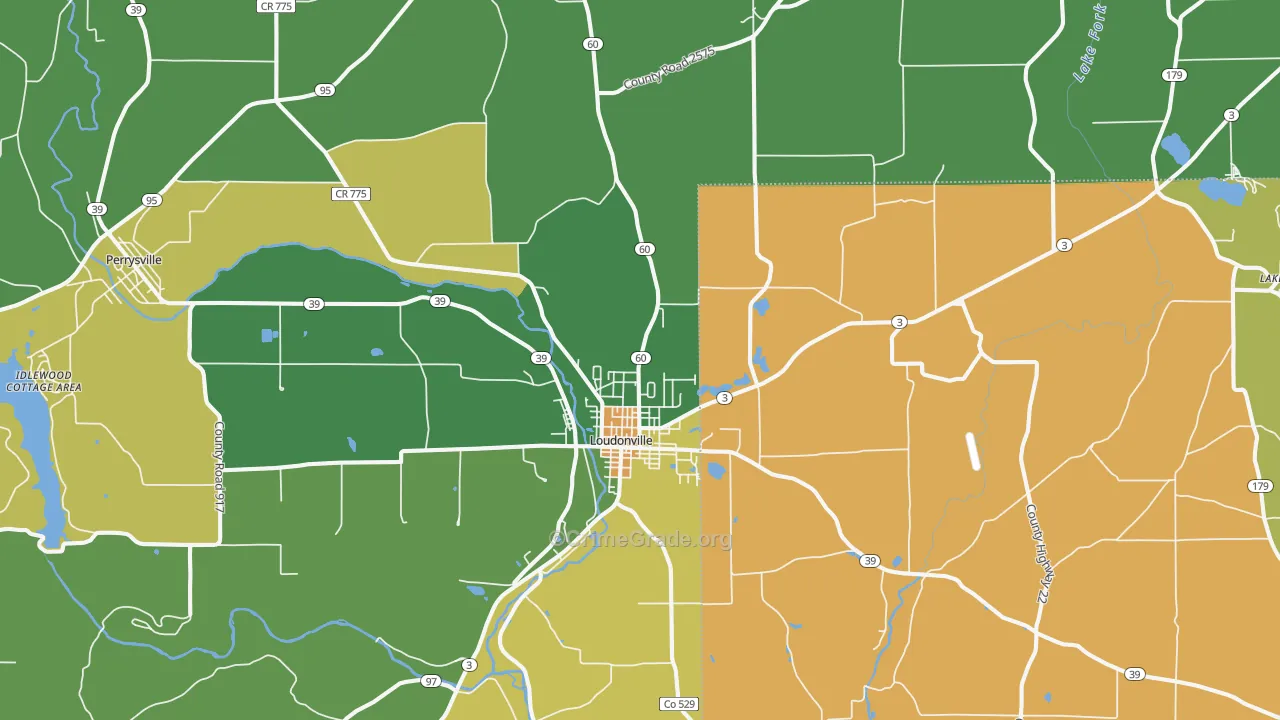 Loudonville, OH Map of Assault Rates