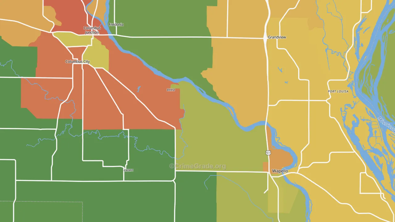 Louisa County, IA Map of Assault Rates